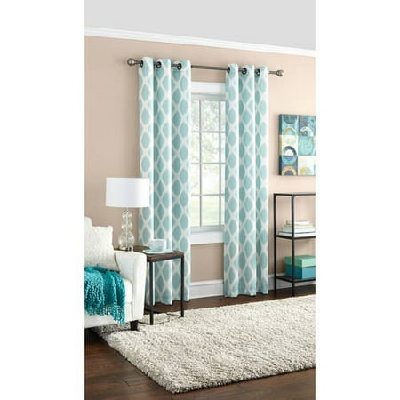 Mainstays Geometric Textured Grommet Top Window Curtain (Best Curtain Rods For Grommet Panels)