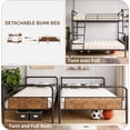 thumbnail image 6 of Bunk Bed Twin Over Full Size with High Guardrail and Ladder, Twin Size Convertible Metal Bunk Beds, No Box Spring Needed, Brown, 6 of 8