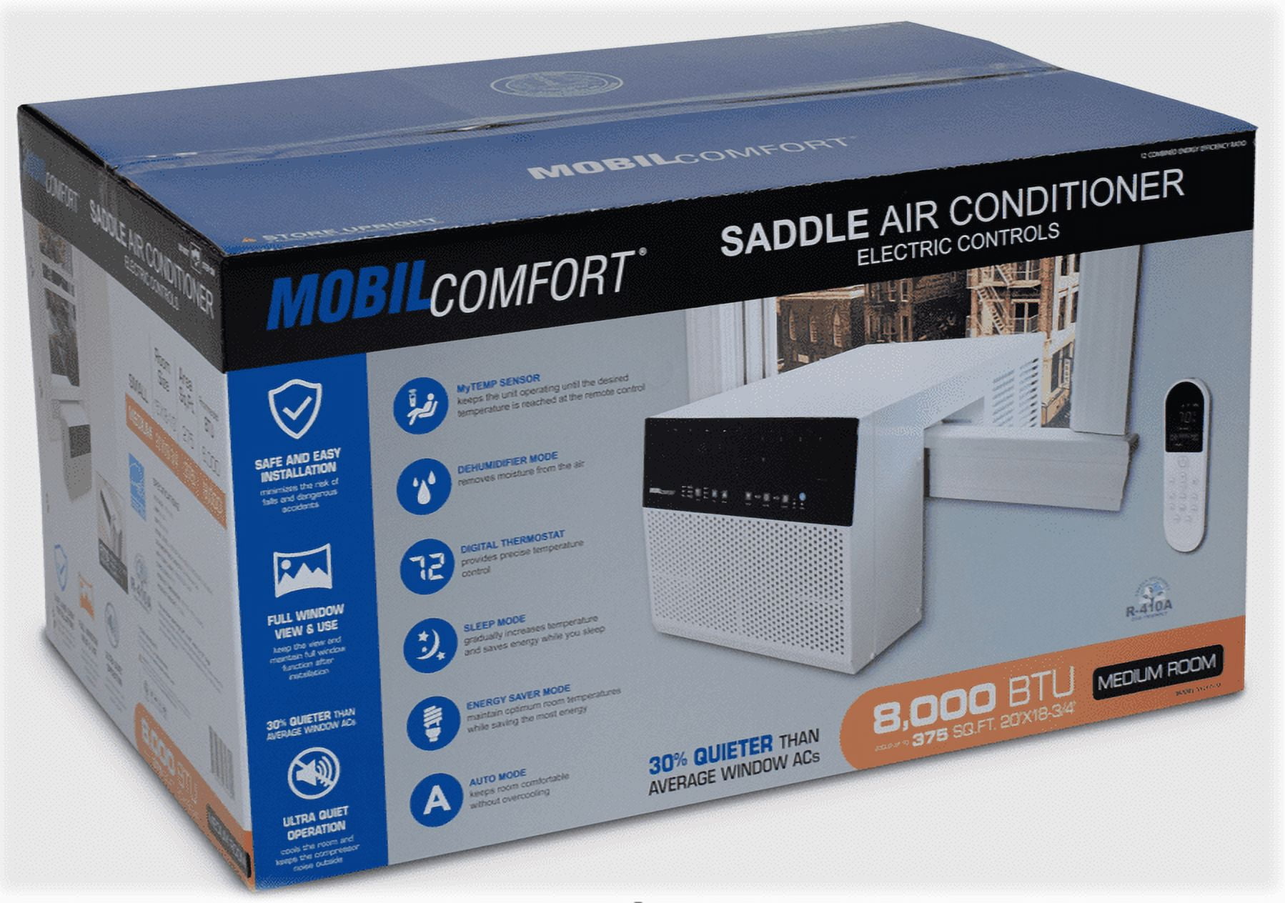 Mobil Comfort 8000 BTU (12,000 BTU Ashrae) 375 Sq. Ft. U Shaped Window Air Conditioner Energy Savings