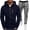 Navy, variant on Men's Winter Two Piece Solid Color Hooded Sweatshirt Set Hooded Sweatshirt And Casual Pants Set Young La Men