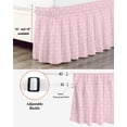 thumbnail image 3 of Pink Morocco Wrap Around Bed Skirts for King Bed 18" Drop,Bed Skirt with Adjustable Elastic Belt Dust Ruffle Bed Valance for Bedroom Hotel Geometric Leaf Diamond Lattice Abstract Bed Frame Cover, 3 of 7