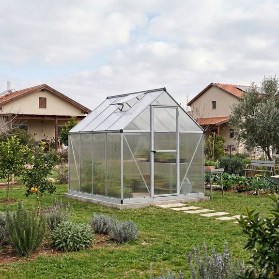 Palram - Canopia Mythos 6' x 10' Polycarbonate/Aluminum Walk-In Greenhouse – Gray - with Roof Vent