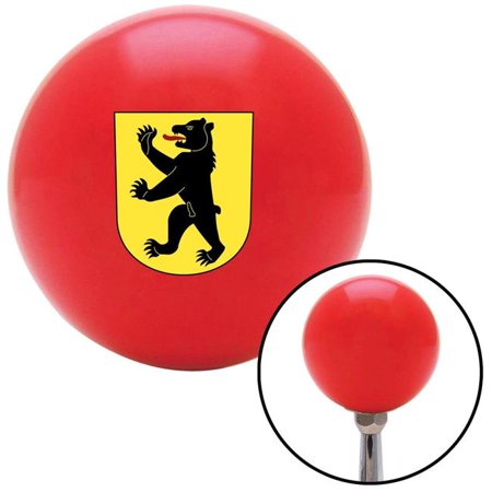 American Shifter Berlin Bear on Yellow Crest Red Shift Knob with M16 x 1.5 Insert Shifter Auto Manual