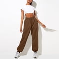thumbnail image 7 of Petite Sweatpants For Women Trendy Elastic Waist Cinch Bottom Lounge Pant Lightweight Baggy Joggers With Pocket Brown XL, 7 of 7
