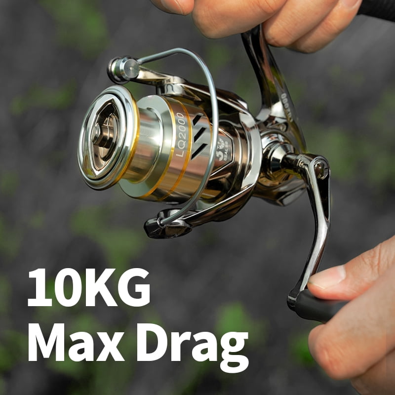 LINNHUE Fishing Reel LQ1500 2000 2500 3000 Saltwater available Spinning Reel Drag System 10kg Max Grey Golden Reel Fishings