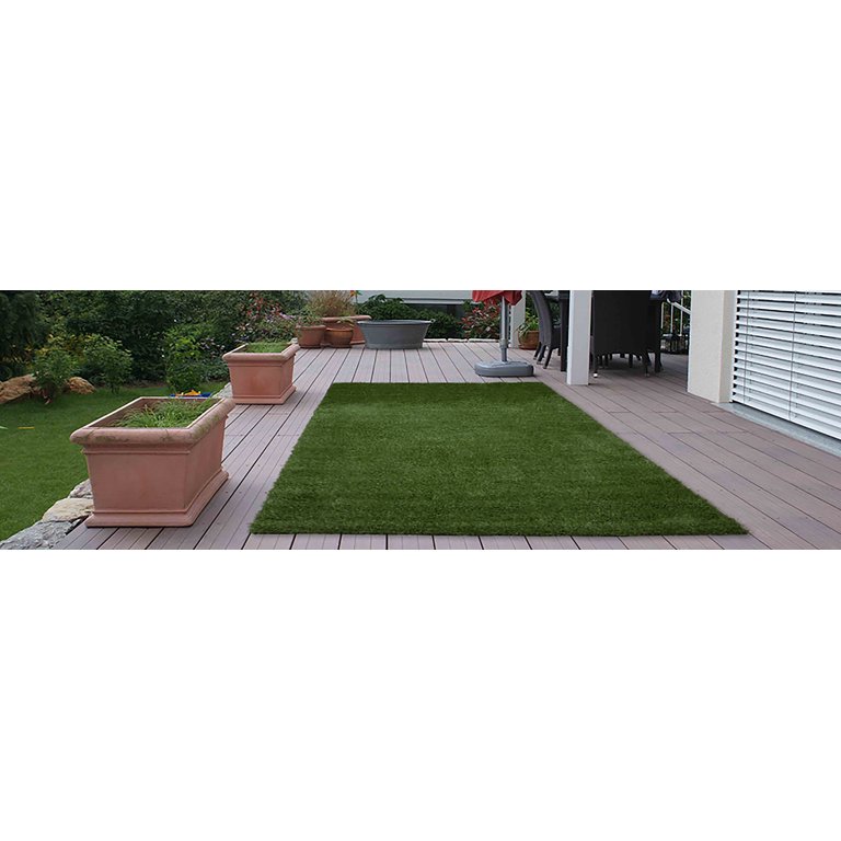 Ottomanson 3 X 4 Artificial Grass Green- Pile 0.3 In Indoor