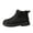 Black, variant on Women Elastic Slip On Mid Top Mesh Walking Boots, Hollow Woven Fabric, Thin Cushioned Footbed, Lug Anti Slip Outsole, Pull Tab Design for Warm Season Daily Commute Outdoor Trekking Errands,Khaki 5.5