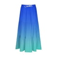 thumbnail image 6 of cocolona Womens Summer Gradient Print Long Skirts Elastic Waist Drawstring Pleated Flowy Midi Skirts Beach Vacation Skirts for Women Blue XL, 6 of 7
