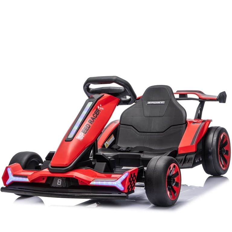 24V Go Kart Ride on Toys 800W 360° Drift Car w/ Adjustable Length