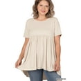 thumbnail image 2 of TheLovely Women & Plus Round Neck Brushed DTY Short Sleeve Ruched Tunic Blouse Top, 2 of 2