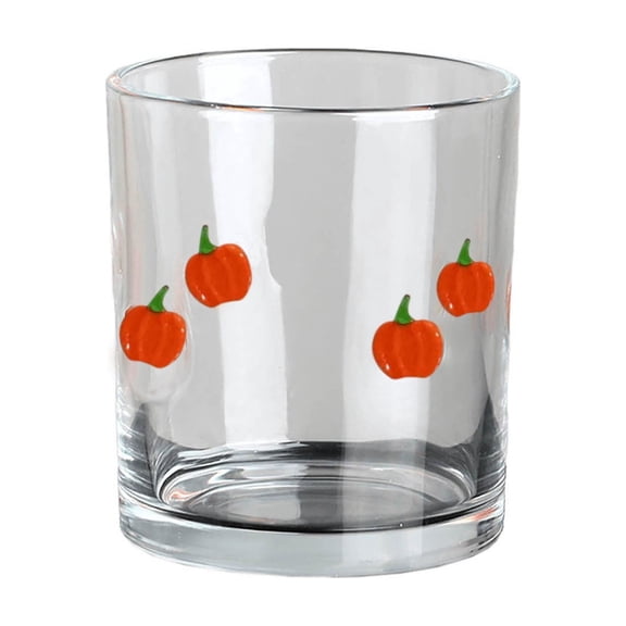 Stijggn Drinking Glass Embossed Pumpkin Clear Drinking Glass Tumbler, Fall Halloween Decor Glassware, Cute Inlaid Pumpkin Glass Mug for Whiskey Juice, Thanksgiving Table Decor Gift for Women