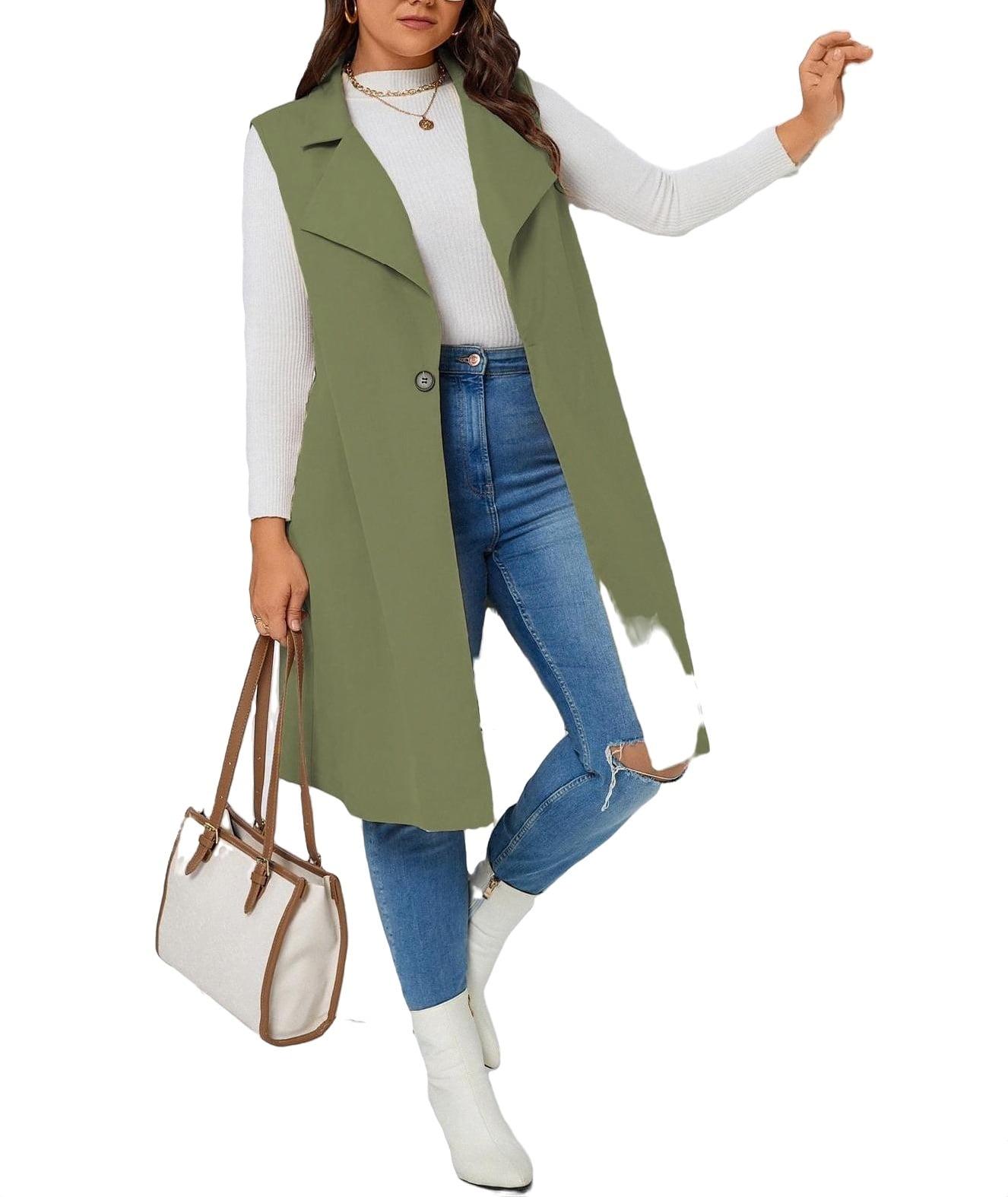 Olive green hot sale plus size vest