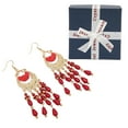 thumbnail image 1 of Pendientes de borla vintage Jadeshay 2 x aretes de borla rojo, 1 of 8