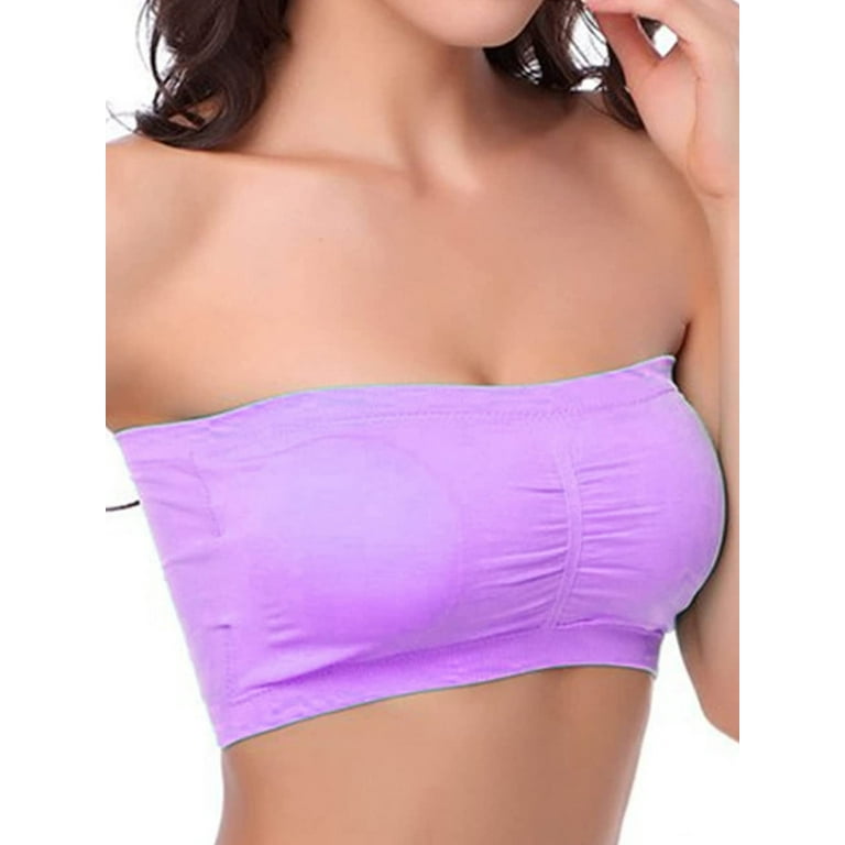 Youweixiong Women Plus Size Stretch Strapless Bra Seamless Chest Wrap Bra  Removable Padded Tube Tops