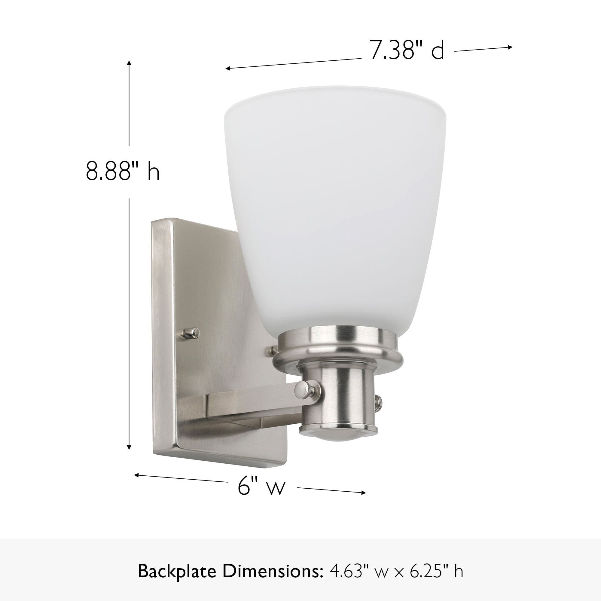 Design House Atkinson Transitional 1-Light Dimmable Satin Nickel Wall Sconce with Frosted Glass