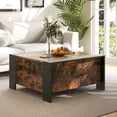 thumbnail image 2 of Costway 36.5" Coffee Table Square Cocktail Tea Table with Sliding Top & Hidden Compartment Walnut, 2 of 10
