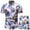 Blue, variant on Summer Stamzod Mens outfit Set Short Sleeve Shirts and Shorts 2 Piece Retro Print Short Set Slim Button Up Hawaiian Shirt Suits