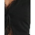 thumbnail image 3 of INSPIRE CHIC Tie Front Sleeveless Shrug Top for Women's V Neck Lace Trim Cami Crop Tops XL Black, 3 of 4