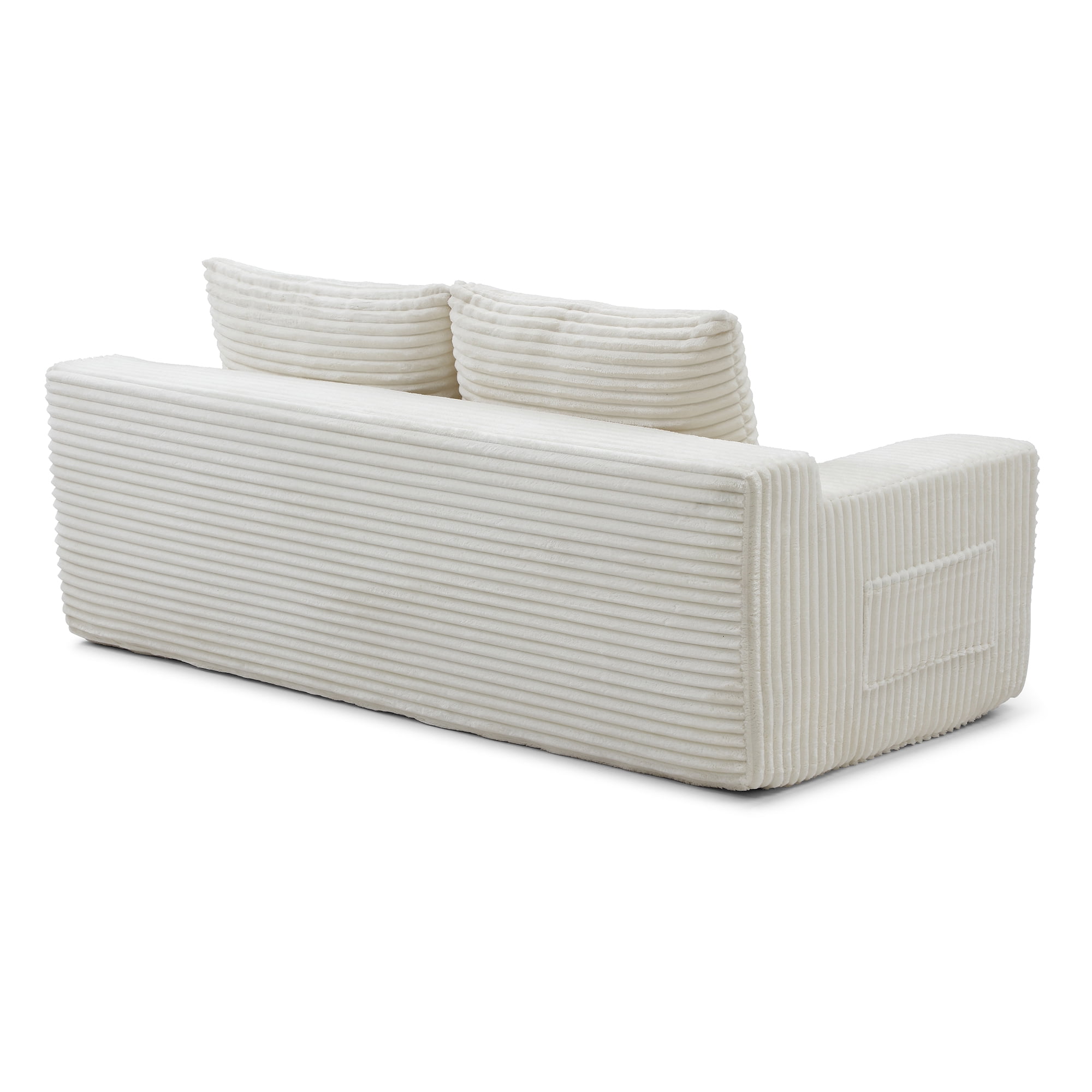 Memory Foam Cloud Loveseat Sofa, 2 in 1 Convertible Folding Couch Bed with Pull-Out Sleeper, No Assembly Compressed Corduroy Floor Lounge Sofa for Apartment, Office, Bedroom, Living Room, Beige