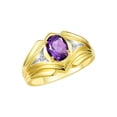 thumbnail image 3 of RYLOS Men's Rings 14K Yellow Gold Rings Classic Designer Style 9X7MM Oval Gemstone &  Diamond Ring Amethyst February Birthstone Rings For Men Size 11, 3 of 7