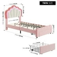 thumbnail image 4 of Homfa Twin Size LED Bed Frame with Drawer, Velvet Upholstered Platform Bed Frame with Adjustable Petal Headboard for Kid, Pink, 4 of 9
