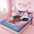 thumbnail image 3 of Erosebridal Magical Black Girl Full Size Sheets,Watercolor Dreamy Princess Wings Bed Sheets For Kids 4-Piece, 3 of 6
