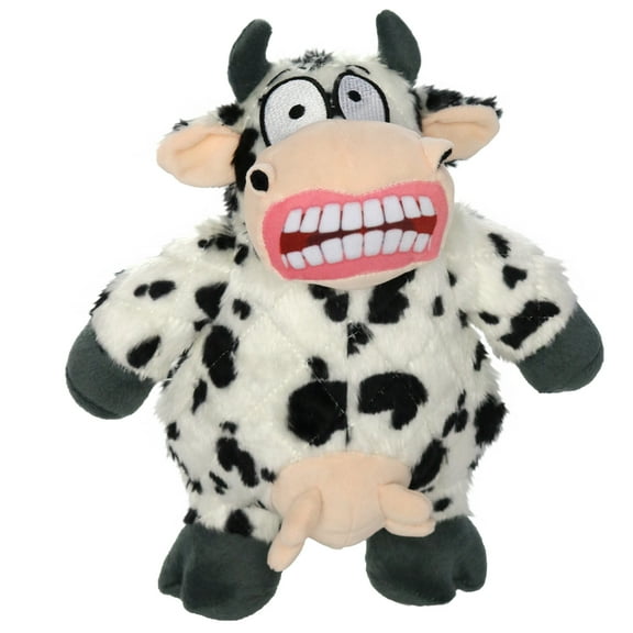 Mighty Angry Animals Cow Durable Squeaky Plush Dog Toy