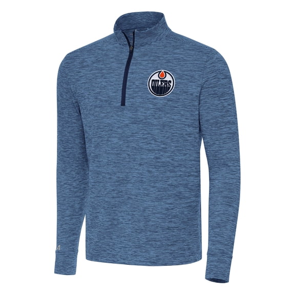Men's Antigua Heather Navy Edmonton Oilers Cause Quarter-Zip Top