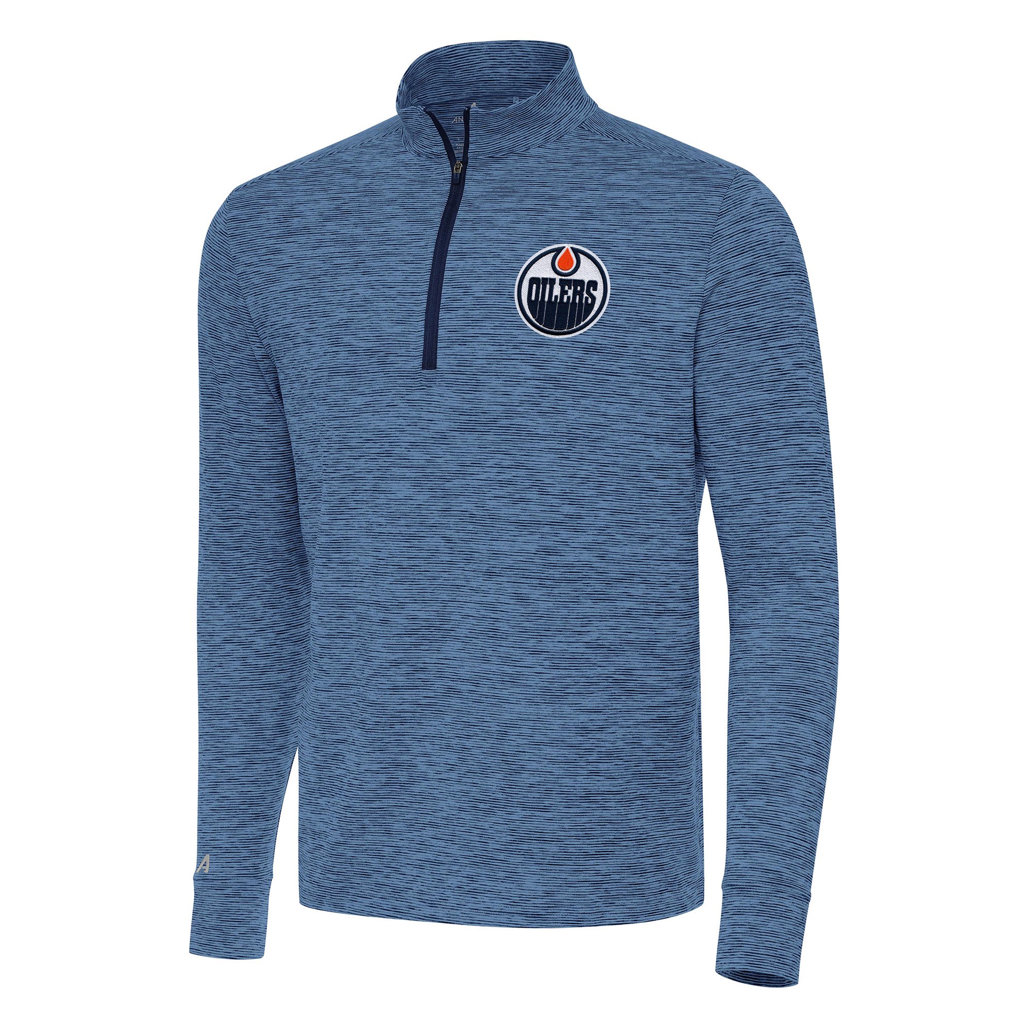 Men's Antigua Heather Navy Edmonton Oilers Cause Quarter-Zip Top