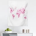 thumbnail image 1 of Pink Tapestry, Global Peace Theme World Map Dotted with Hearts Love Planet Earth, Fabric Wall Hanging Decor for Bedroom Living Room Dorm, 5 Sizes, Pale Pink Fuchsia White, by Ambesonne, 1 of 1