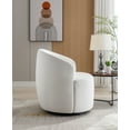 thumbnail image 3 of Swivel Accent Chair, Modern Velvet Fabric Upholstered Armchair Lounge Chair with Round Metal Base, Comfy Single Sofa Chair 360° Swivel Club Chairs for Nursery, Living Room, Office, White, 3 of 7