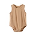 thumbnail image 2 of Riecok Infant Toddler Ribbed Sleeveless Vest Bodysuit Romper Onesie Comfortable Solid Color Summer 0-2Y Coffee 6 M, 2 of 3