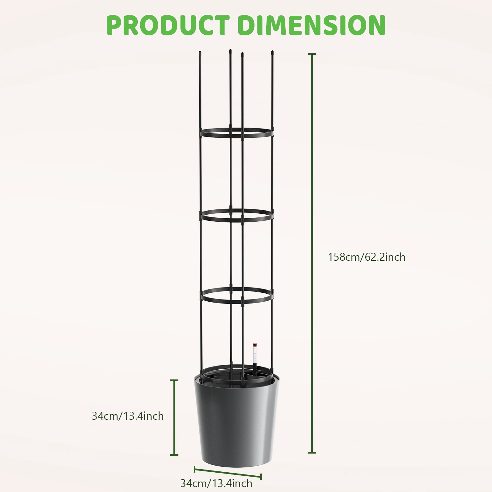 MOPHOTO Self Watering Tomato Planter with Trellis, Large Flower Pot with Water Level Monitor, Round Garden Planters Plant Pots for Outdoor & Indoor Plants Flowers Decor