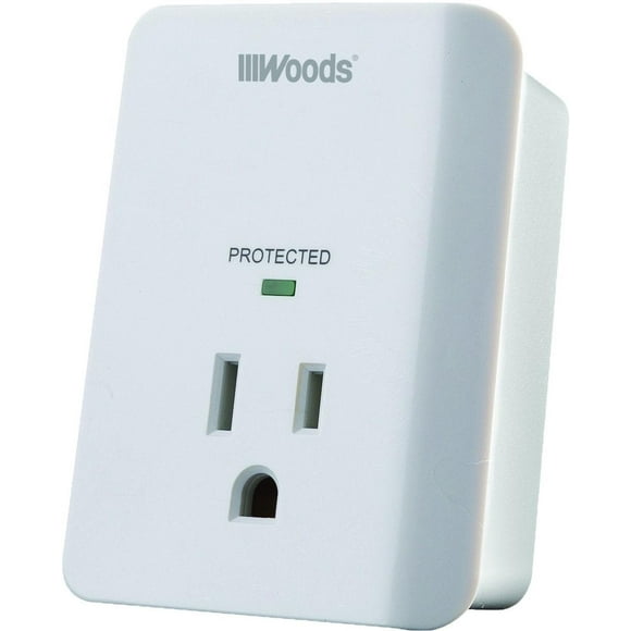 Protector de Sobretensión Woods Blanco Toma de Corriente LED 3 Puntas 1080J