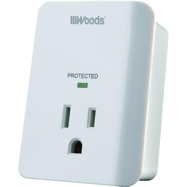 Protector de Sobretensión Woods Blanco Toma de Corriente LED 3 Puntas 1080J