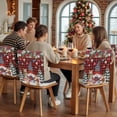 thumbnail image 5 of Christmas Gnome Chair Covers Set of 6 Squirrel Cat Poinsettia Xmas Tree Red Plaid Chair Back Covers Stretch Removable Washable Slipcovers Protector for Dining Room Kitchen Party Decor, 5 of 5