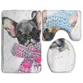 thumbnail image 1 of Juego de alfombras de baño ABPHQTO Bulldog Francés Perro Lindo Cachorro Acuarela 3 piezas contorno tapa de inodoro, 1 of 2
