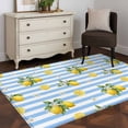 thumbnail image 4 of Summer Fruit Washable Area Rugs 3'x5', Watercolor Yellow Lemon Rustic Flower Blue Stripes Low Pile Throw Living Room Rug Non-Slip Sturdy Edge Binding Carpet for Indoor Entryway Bedside Kitchen, 4 of 9