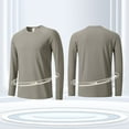 thumbnail image 2 of Yaoyar Men's Solid Casual Long Sleeved Round Neck Breathable T-shirt Sports And Fitness Top Big and Tall Crewneck Sweatshirts Sports Tees,Coffee,M, 2 of 2