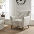 thumbnail image 2 of Tina's Home Upholstered Armchair Wingback Accent Chair Lounge Seat Single Sofa with Stripe Pattern for Home Bedroom Grey, 2 of 8