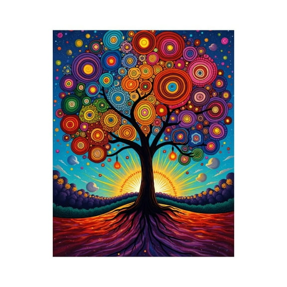 Paint By Numbers Kit for Adults Beginner - DIY Vibrant Abstract Tree Sunset Sky Canvas Painting Kits for Adults, Frameless Paint By Number for Adults for Home Wall Decor 16x20 Inch