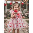thumbnail image 4 of BemeyourBBs Toddler Baby Girls Tulle Tutu Dress Little Girl Valentines Day Dress Princess Birthday Baptism Wedding Party Birthday Holiday Dress Heart 3D Big Bow Flutter Sleeve A-Line Dress, 4 of 9