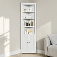 thumbnail image 2 of Hassch 71" Corner Cabinet with 2 Doors, Tall Storage Cabinet with Adjustable Shelves, Floor Standing Metal Cabinet for Kitchen, Hallway, Living Room, Space Saving, White, 2 of 9