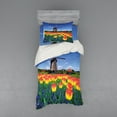 thumbnail image 2 of Ambesonne Flower Bedding Set 4 Pcs, Blooming Tulip Windmill, Queen, Yellow Blue, 2 of 3