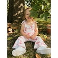 thumbnail image 4 of BemeyourBBs Toddler Baby Girls Summer Clothes Bee Western Boots Cherry Romper Overalls Jumpsuit Bell Bottoms Casual Tie Shoulder Flared Pants Overalls Cute Infant Spring Summer Clothes, 4 of 9