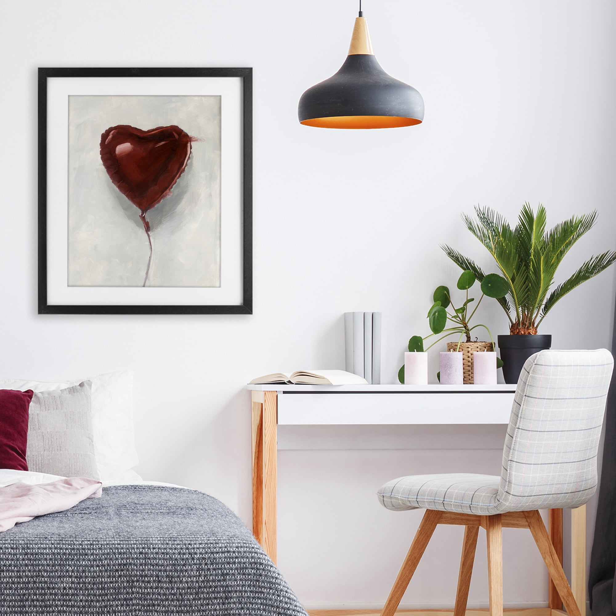 Stupell Industries Heart Shaped Balloon Black Framed Print Under Glass, design by Ethan Harper