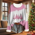 thumbnail image 2 of Women's Christmas Sweater Kintted Long Sleeve Fuzzy Fleece Collar Xmas Graphic Pullover Sweaters Top (M, Pink), 2 of 4