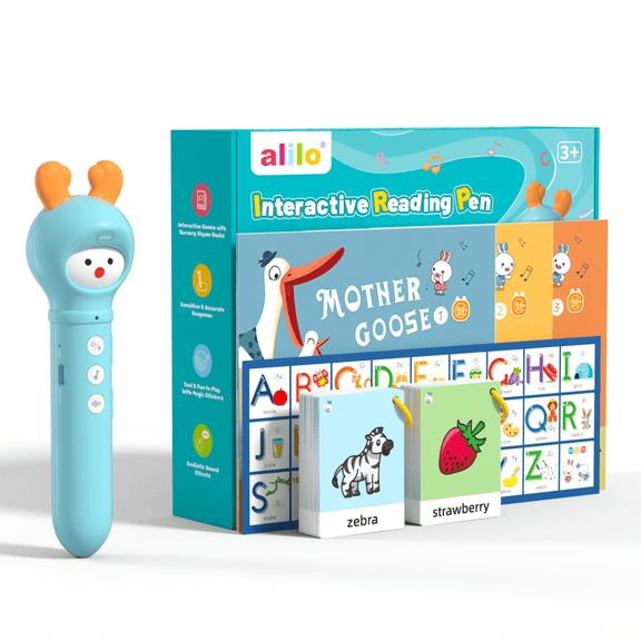 alilo Talking Pen for Kids Ages 2-6 | Educational Electronic Toy with 3 Interactive Books, 100 Flashcards, ABCs & Piano Card | Early Learning Gift for Toddlers, Boys and Girls