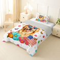 thumbnail image 2 of Manfei Kawaii Dalmatian Twin Comforter Sets, Cartoon Rustic Dog Bedding Set, White Orange, Gray Reversible, 2pcs, 1 Comforter and 1 Pillowcase, 2 of 7