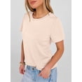 thumbnail image 5 of ANRABESS Summer T Shirts for Women, Round Neck Short Sleeve Tops for Women 2026 WrinkleFree Comfy Tshirt Basic Tee Casual Workout Tops Vacation Outfits Pink Cream S, 5 of 11